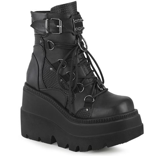 (5 (Adults')) Demonia SHAKER-60 Blk Vegan Leather