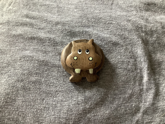 Chunky Hippopotamus Wooden Fridge Magnet