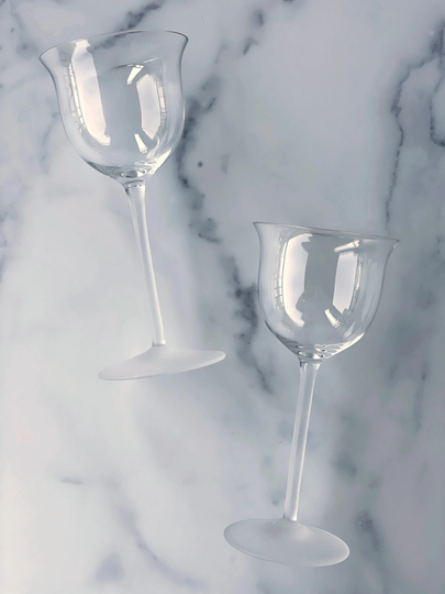 Petite Frosted Stem Wine Glasses, Set Of 6