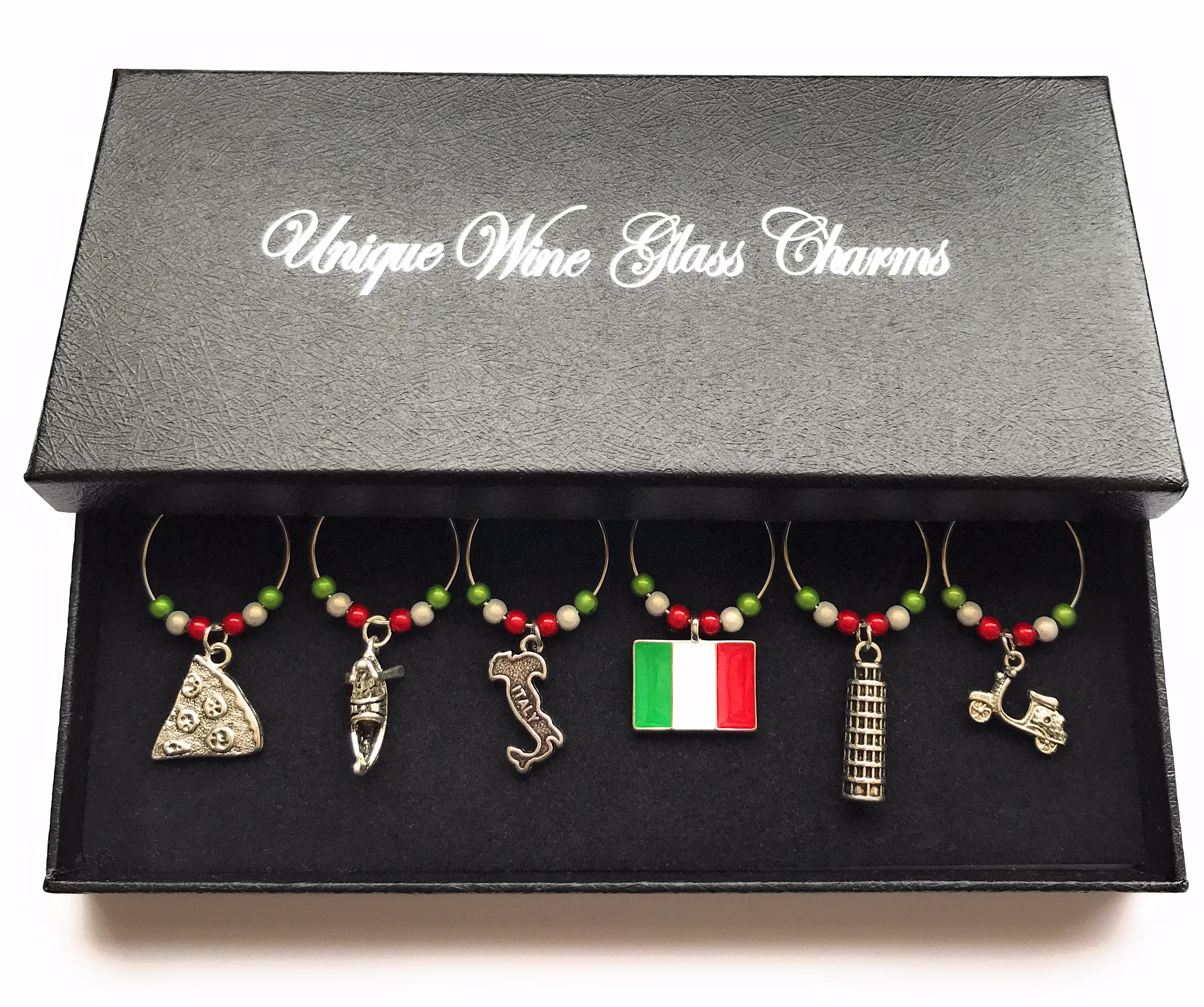 Set Of 6 Italy Wine Glass Charms By Libby's Market Place