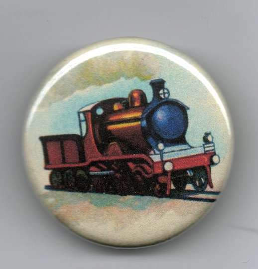Toy Train 1.25 Inch Pinback Button Vintage Illustration