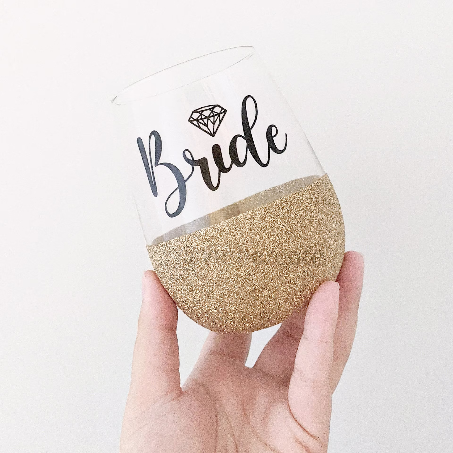 stemless Personalized Glitter Wine Glass | Birthday Gift Ideas Bride Bridesmaids Wedding Teacher