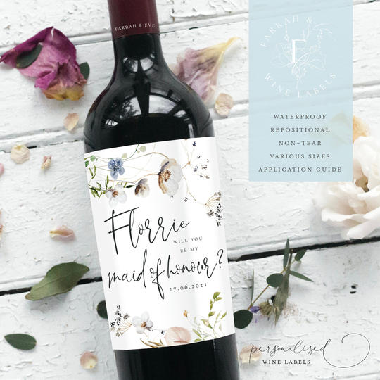 Will You Be Wine Bottle Labels | Maid Of Honour Thank Gift Labels| Bridesmaid Proposal|Custom Labels|Fewl22