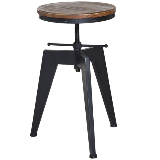 HOMCOM Swivel Bar Stool W/Wooden Top Adjustable Height-Brown/Black NEXT DAY DELIVERY | Aosom Ireland