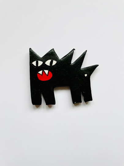 Angry Cat, Handmade & Hand Painted Clay Fridge Magnet