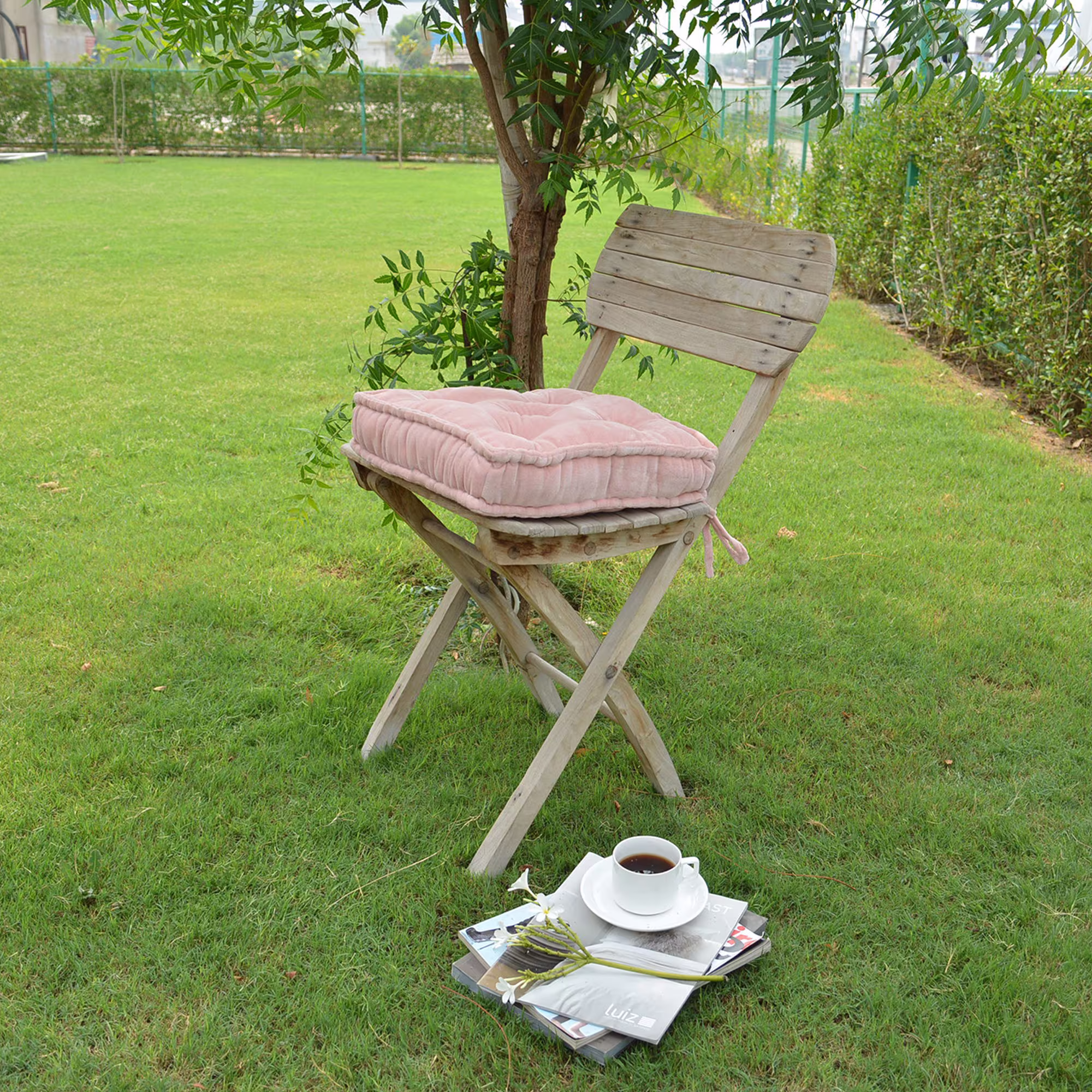 Velvet Blush Square Chair Pad Cushion Express Shipping, Seat Pad, Floor Cushion, Decorative Cushion, Square Outdoor Cushion