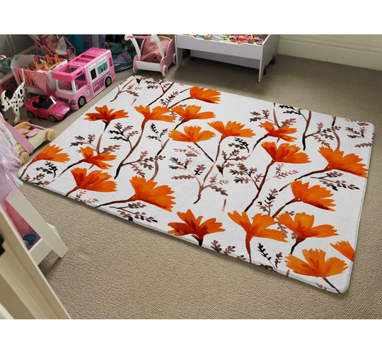 Newcomb Flowers Shaggy Orange/White Rug