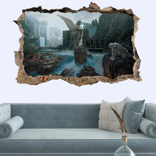 Tsunami Natural Disasters City Wolf Wall Sticker Art Poster Mural Transfer Decal Print Room Home Nursery Office Shop Decor Id469