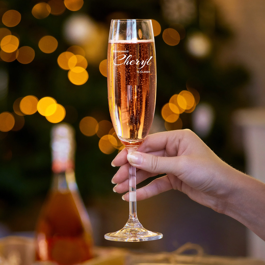 Personalised Champagne Glasses/Bridesmaid Glass Gift Wine Engraved Flutes, Wedding