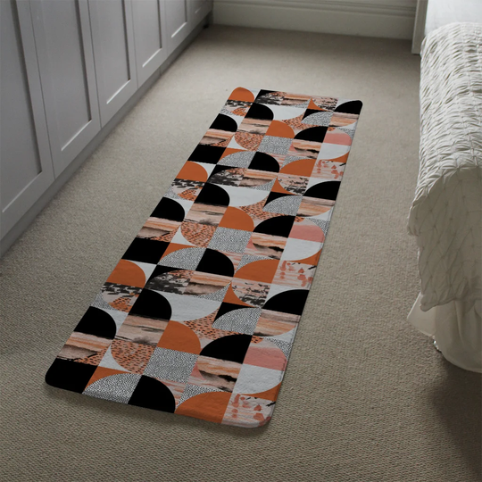 Howland Circles in Autumn Designer Shaggy Black/Orange/Grey Rug