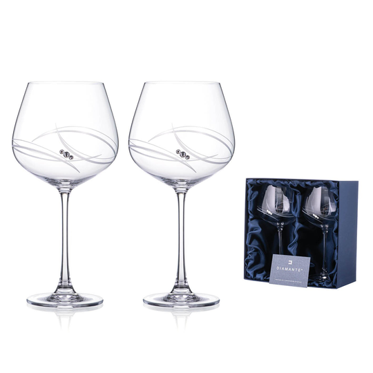 Two Atlantis Gin Copa Glasses - Adorned With Crystals By Swarovski®