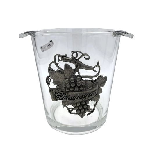 French Glass Ice Bucket, Champagne Wine Cooler, Shabby Chic Cooler