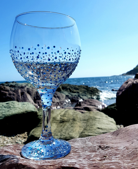 Hand Painted Decorated Large Balloon Gin Glass Wine 645Ml