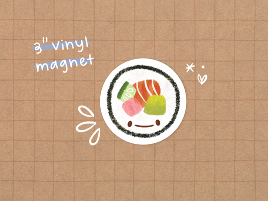 Sushi Vinyl Magnet | Kawaii - Cute Stationery Waterproof Sticker Asian Food Maki
