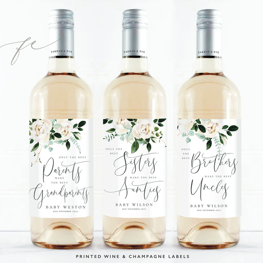 Pregnancy Announcement Wine Labels, Bay Due Bottle Label, Best Parents, Sisters, Brothers Make Aunties, Uncles The |Fewl19