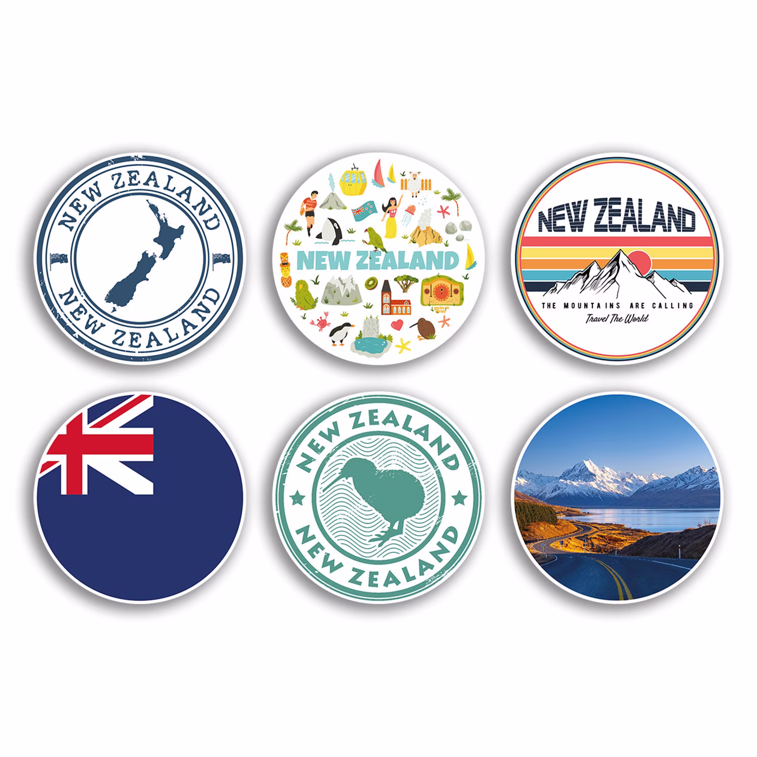 6 X 10cm New Zealand Vinyl Stickers - Mountains Country City Travel Map Flag Holiday Luggage Men Women Boys Girls Design Gift #78864