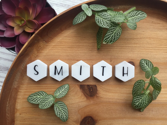 Personalized Marble Magnets Hexagon Geometric Decor Magent Carrara Letter Magnet Name Custom