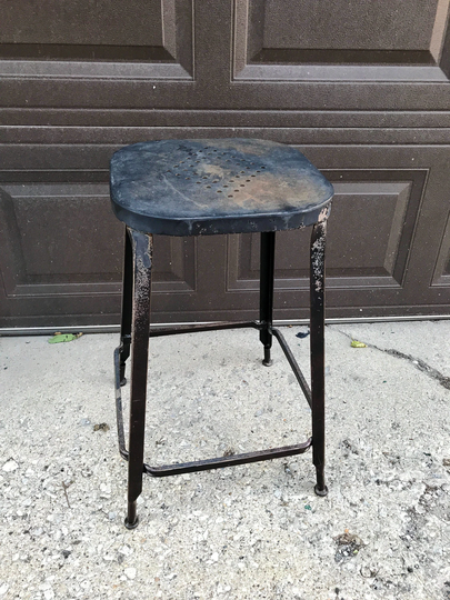 Vintage Industrial Stool Tall Metal Stool, Square Barstool, Black Bar Atomchicago