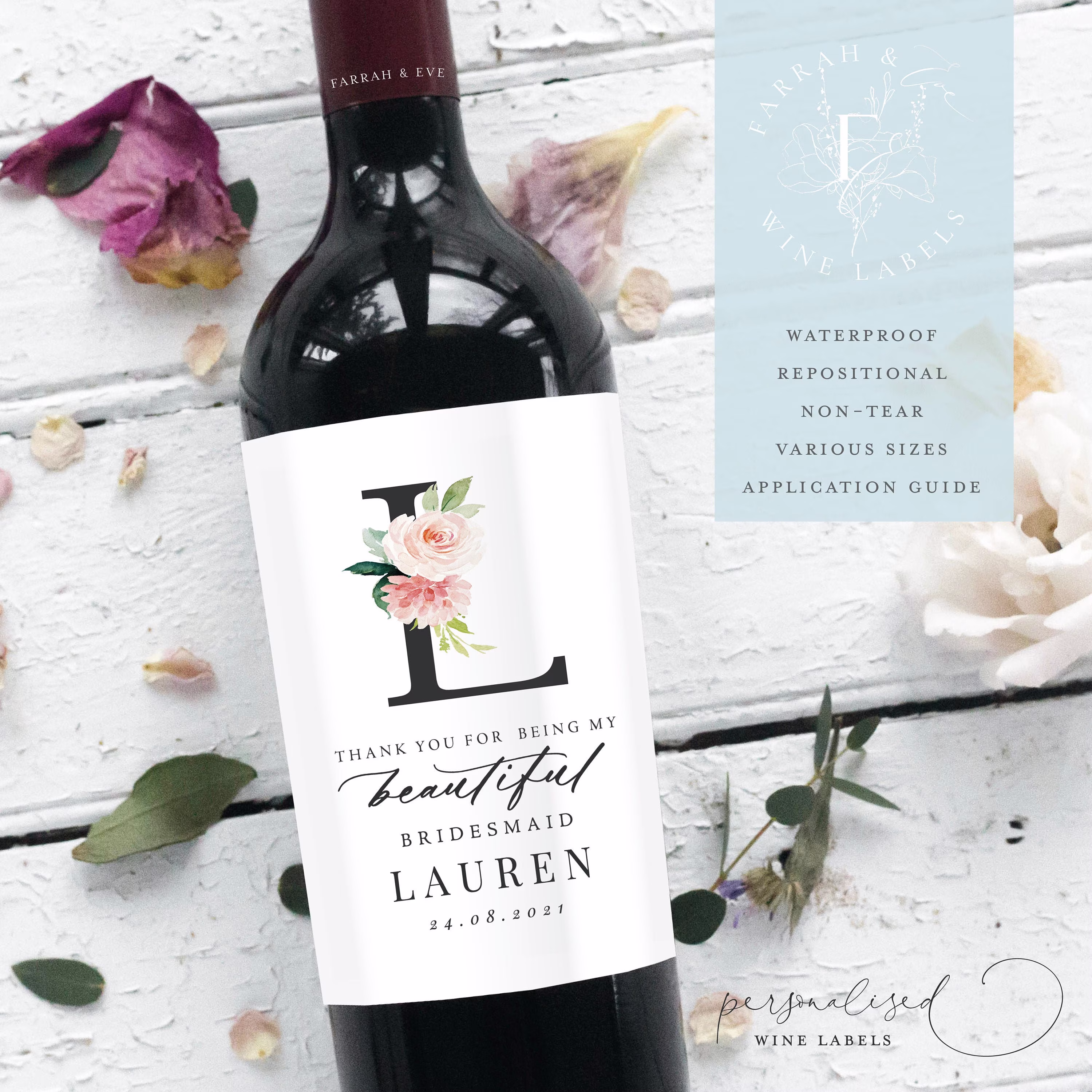 Thank You For Being My Bridesmaid Wine Labels | Will You Be |Thank Labels|Bridesmaid Gift Labels|Custom Fewl23