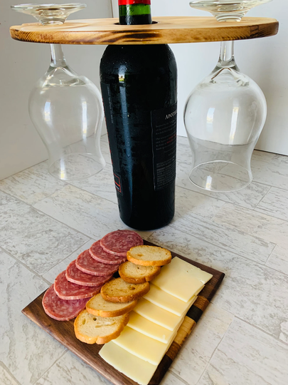 Wood Wine Caddy| Glass Holder| Farmhouse Decor| Wooden Caddy |Rustic |Wine Display