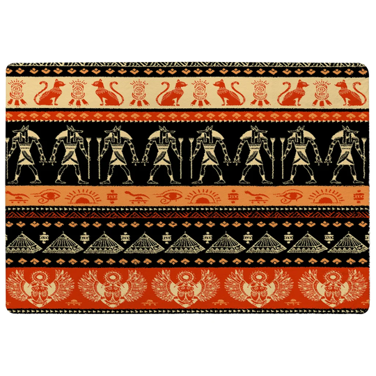 Marion Egyptian Heiroglyphs Shaggy Orange/Black Rug