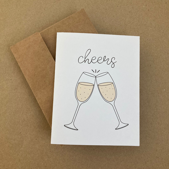 Cheers - Congratulations Card Wedding Champagne Glasses