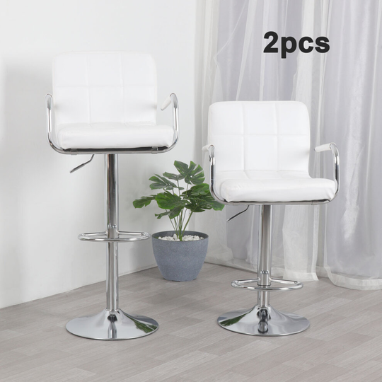 2X Kitchen Faux Leather Bar Stools Chair Swivel Stools W/ Armrests