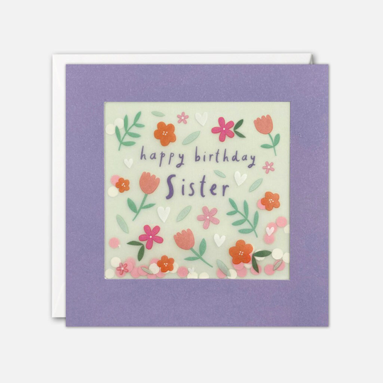 Sister Flowers Birthday Card With Paper Confetti - Shakies By James Ellis