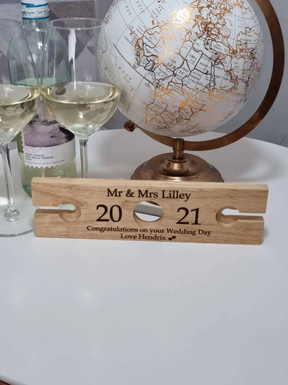Personalised Wine Glasses Caddy, Bottle & Holder, Wedding Gift, Wedding, Alcohol Best Friend, Christmas