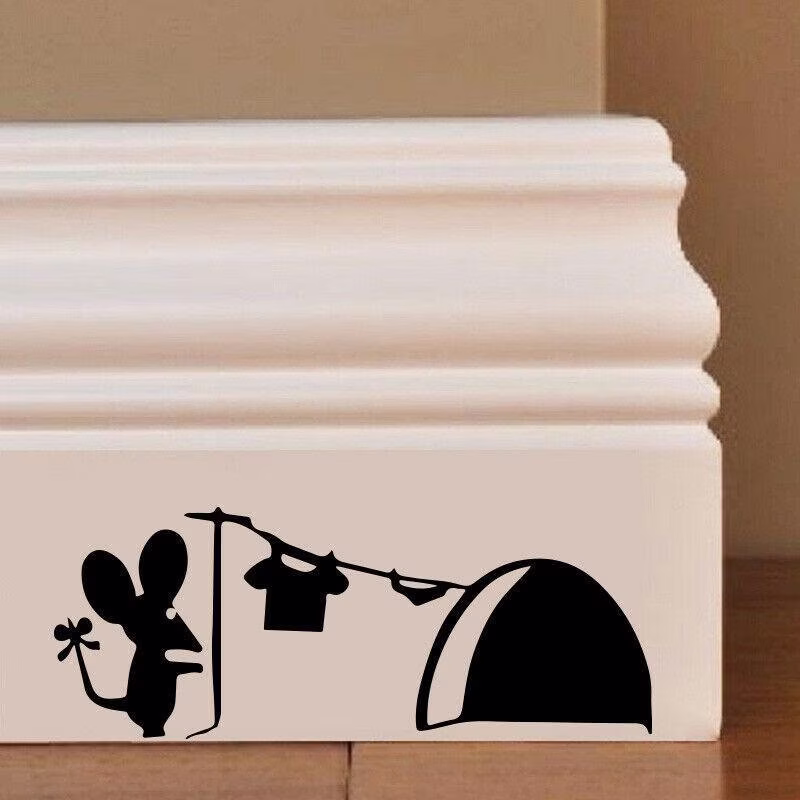 Mouse Hole Wall Art Sticker Washing Line Vinyl Decal Mice Skirting Board Funny