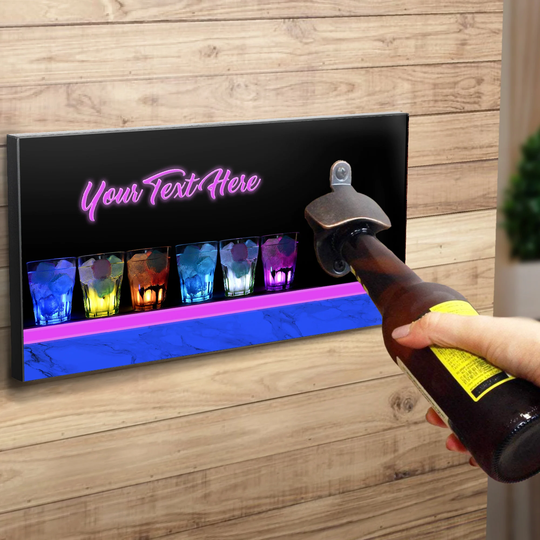Personalised Bottle Opener Wooden Bar Sign Wall Plaque - Accessories For Home Pub Beer Gifts Him Dad Ws-A242 Add Your Text
