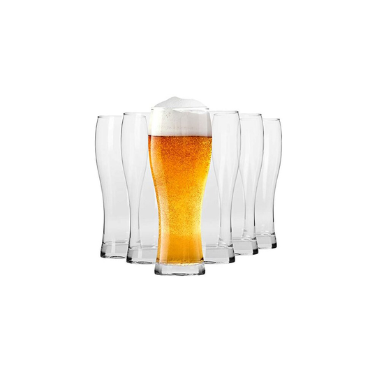 KROSNO Tall Beer Pint Glasses | Set of 6 | 500 ML | Chill Collection | Perfect for Home and Parties | Dishwasher and Microwave Safe