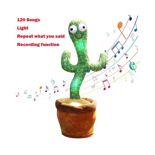 (32cm) 120 Songs Light Dancing Cactus Plush Toy Shake Body