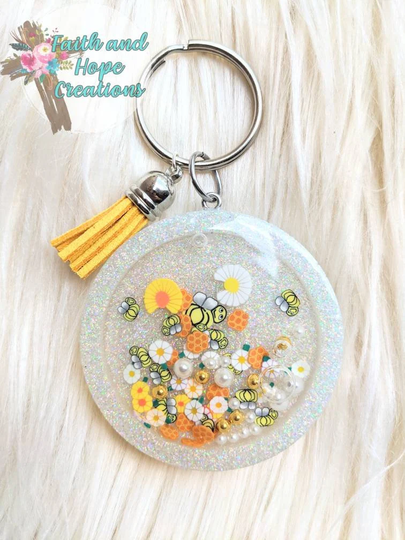 Honey Bee Shaker Keychain