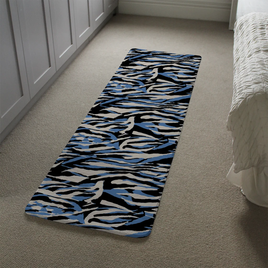 Magner Zebra Skin Designer Shaggy Blue/Black/White Rug