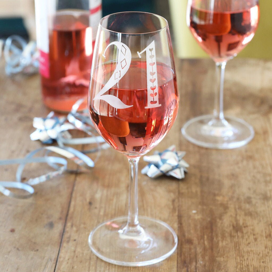 Engraved 21st Birthday Wine Glass