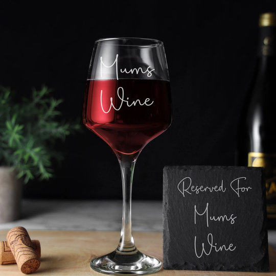 Engraved Wine Glass For Mum And/Or Coaster Gift Set | Mums Lover Christmas Her Custom Etched