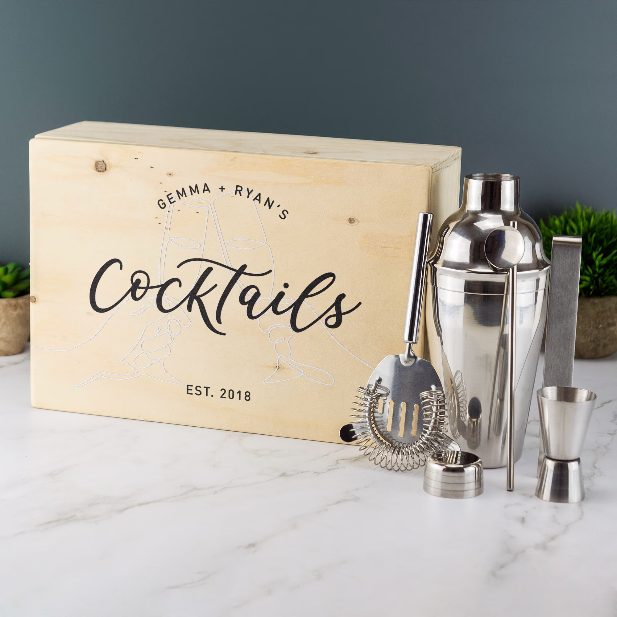 Personalised Cocktail Set Complete With Custom Printed Box Home Bar Enthusiasts Drink Design 3