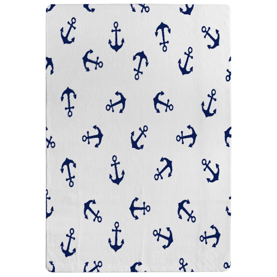 Johnston Anchors Shaggy White/Navy Rug