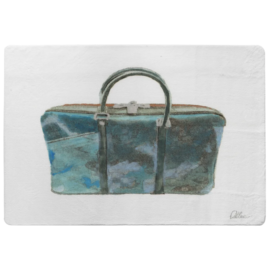 Trotter Handbag Designer Shaggy White/Green Rug