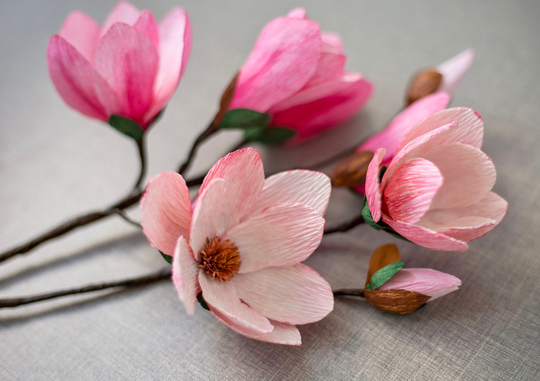 Crepe Paper Magnoiia/ Magnolia Branches/ Farmhouse Floral Decor/ Spring Arrangement/ Nursery Decor