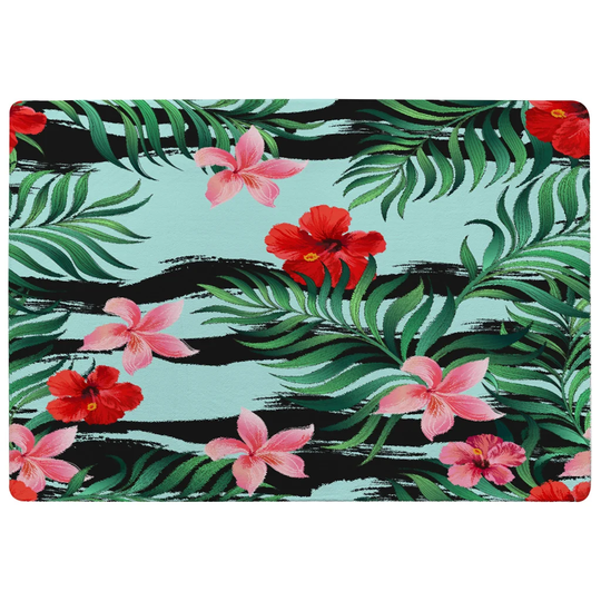 Langston Tropical Plants Shaggy Green/Red Rug