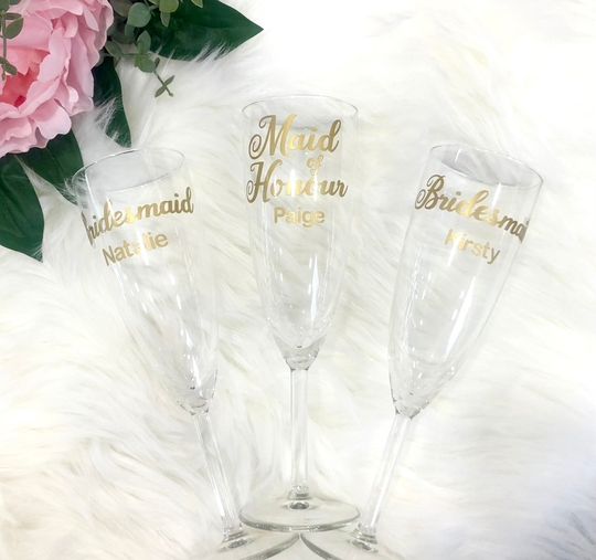 Personalised Champagne Glass, Personalised Wedding Flute, Glass, Bridal Party Bride
