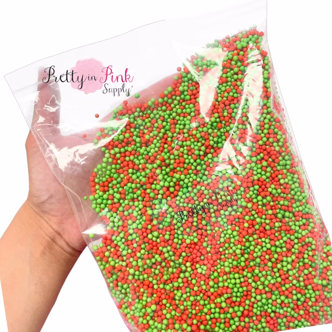 Red & Green Foam Beads | Christmas Mix Bead Confetti For Resin, Slime Red Green Beads