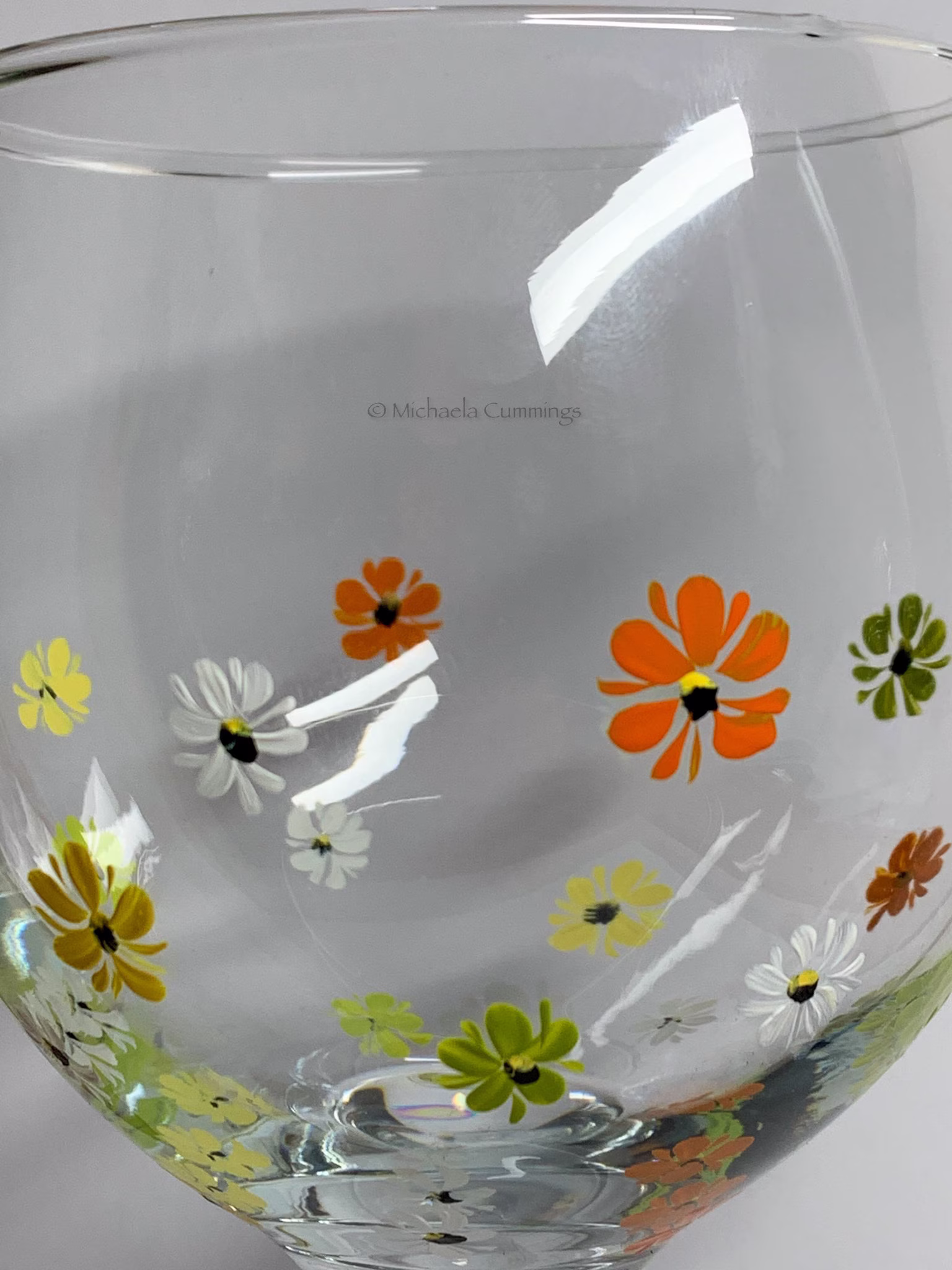 Hand Painted Gin Glass Flowers