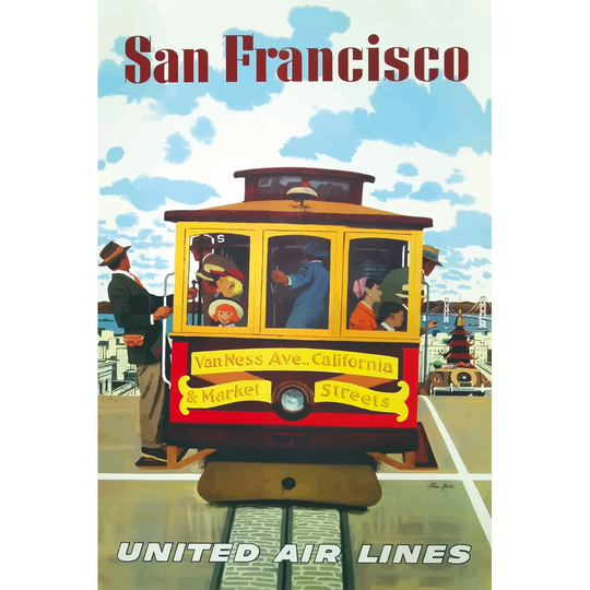 San Francisco United Air Lines - Picture Frame Art Print on Paper
