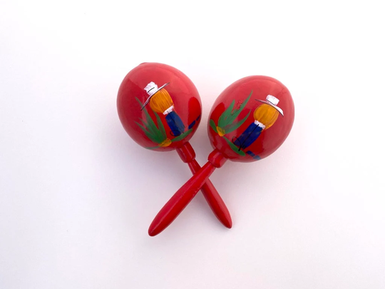 Maracas Red Traditional Party Favor Instrument Shake For A Kiss