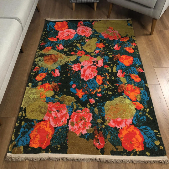Dalles Flatweave Cotton Black/Red/Yellow Rug