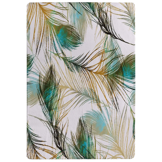 Hammons Imprints Peacock Feathers Designer Shaggy White/Green Rug