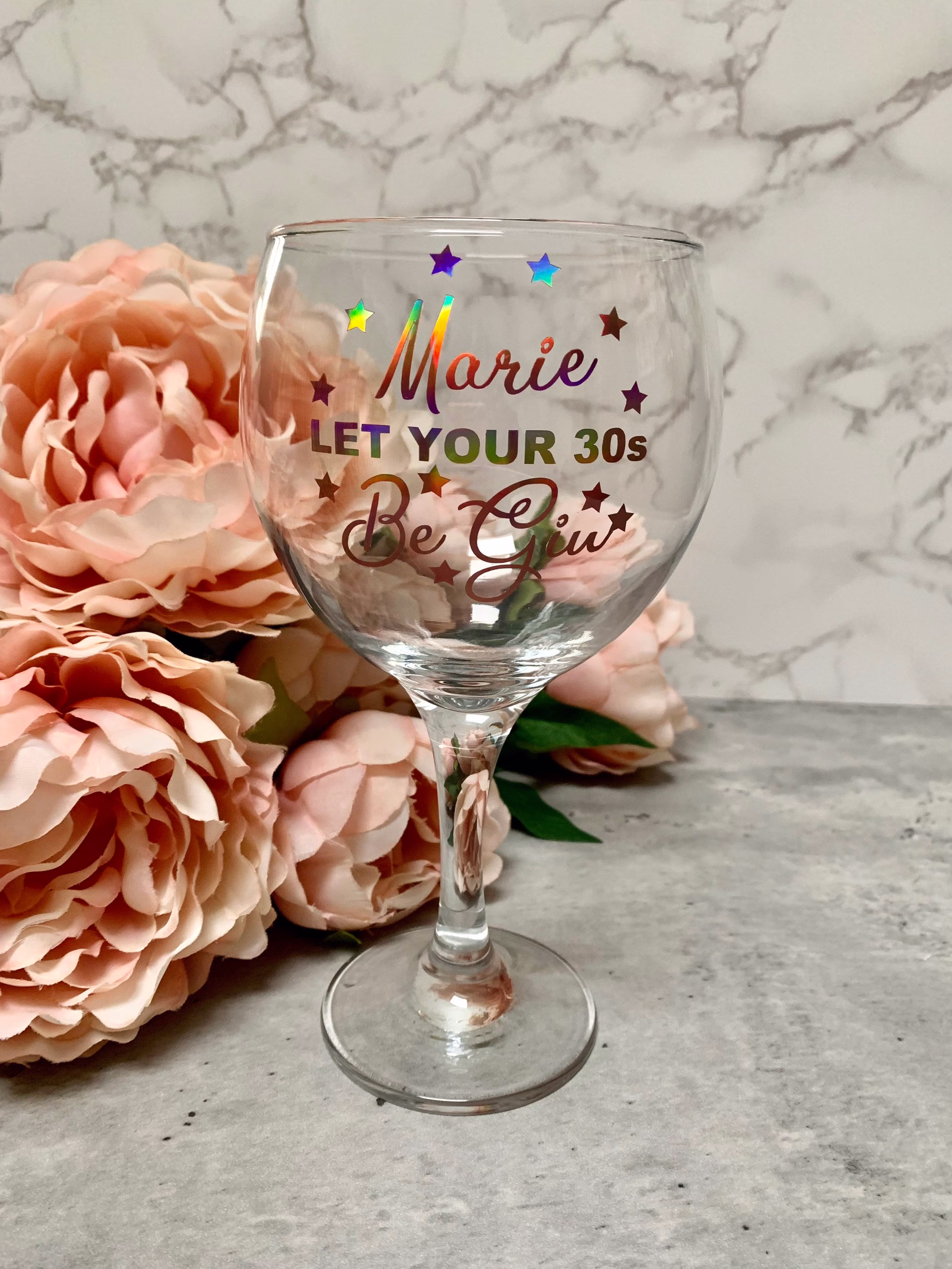 Personalised Birthday Gin Glass // Lover Gift, 18Th Birthday Present, 30Th Birthday, 40Th, 50Th, 60Th, Customised Glass